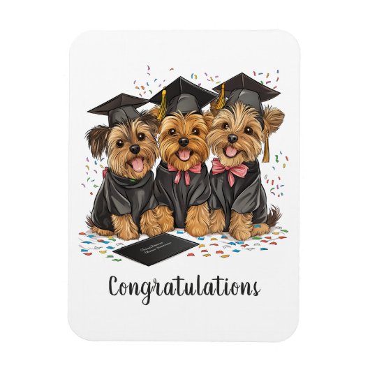 Gefeliciteerd Afstuderen Yorkshire Terrier Dogs Magneet (Verticaal)