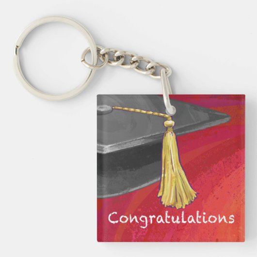 Gefeliciteerd, Afstuderen zwart en rood Sleutelhanger (Voorkant)