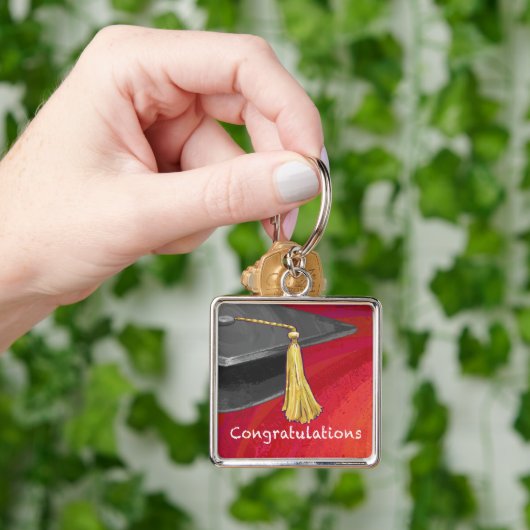 Gefeliciteerd, Afstuderen zwart en rood Sleutelhanger (Hand)