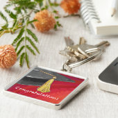 Gefeliciteerd, Afstuderen zwart en rood Sleutelhanger (Zijkant)