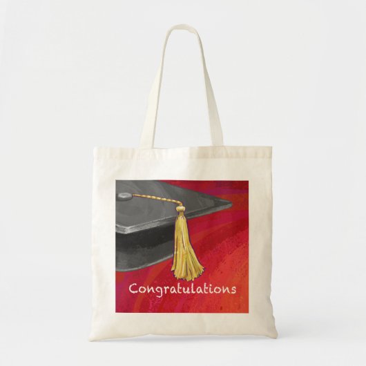 Gefeliciteerd, Afstuderen zwart en rood Tote Bag (Voorkant)