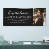 Gefeliciteerd afstuderen zwart wit afstuderen spandoek (Beurs)
