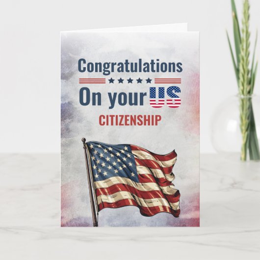 Gefeliciteerd Amerikaans staatsburgerschap New Ame Kaart (Voorkant)