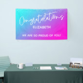 Gefeliciteerd Aqua Light Paars & Pink Ombre Spandoek (Beurs)