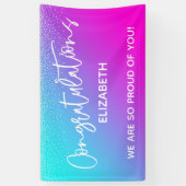 Gefeliciteerd Aqua Light Paars & Pink Ombre Spandoek (Verticaal)