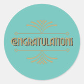 Gefeliciteerd Art Deco Ronde Sticker (Voorkant)