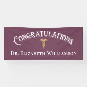 Gefeliciteerd Arts Doctor Caduceus Gold Spandoek