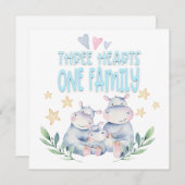 Gefeliciteerd, Baby Boy Cute Hippos Three Hearts (Voorkant / Achterkant)