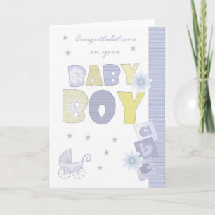 Gefeliciteerd Baby Boy Kaart, nieuwe baby Kaart