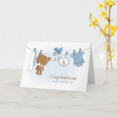 Gefeliciteerd Baby Boy met Teddy Bear Kaart (Gele Bloem)
