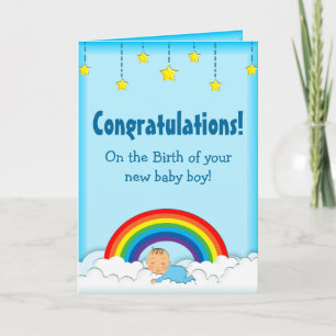 Gefeliciteerd Baby Boy regenboogkaart Kaart