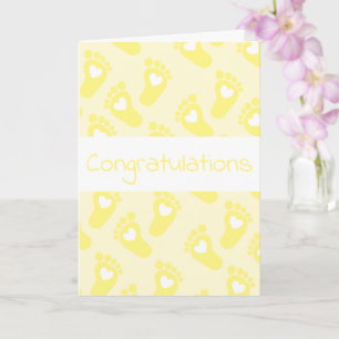 Gefeliciteerd Baby Feet Pattern Yellow Kaart