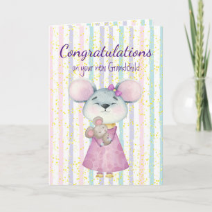 Gefeliciteerd Baby Fun Cute Mouse Animal Grandchil Kaart