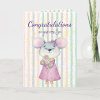 Gefeliciteerd Baby Fun Cute Mouse Animal Son