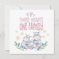 Gefeliciteerd, Baby Girl Cute Hippos Three Hearts