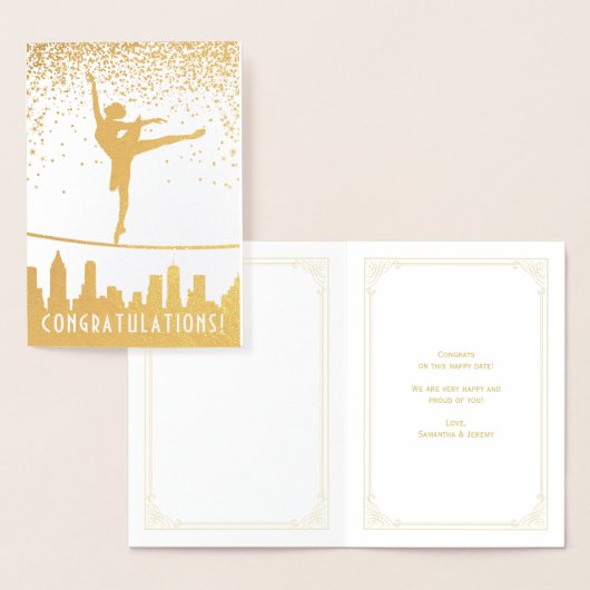 Gefeliciteerd Ballet Dancer Gold Confetti Kaart (Display)
