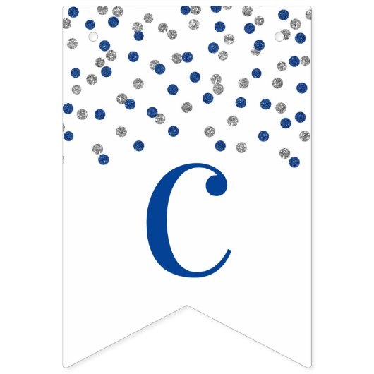Gefeliciteerd Banner Dark Blue Silver Confetti (Eerste vlag)