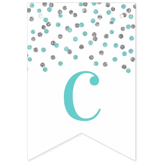Gefeliciteerd banner Light Blue Silver Confetti (Eerste vlag)