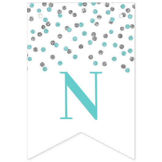 Gefeliciteerd banner Light Blue Silver Confetti (Derde vlag)