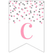 Gefeliciteerd banner Light PInk Silver Confetti (Eerste vlag)