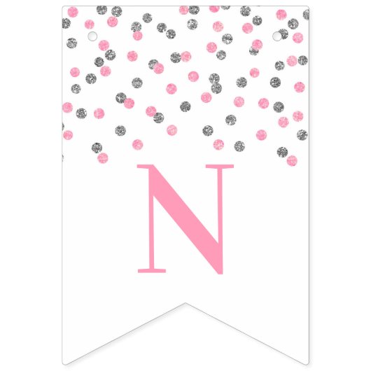 Gefeliciteerd banner Light PInk Silver Confetti (Derde vlag)