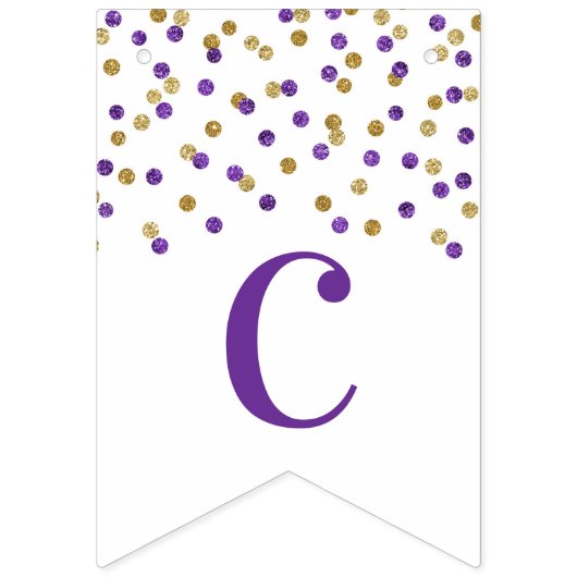 Gefeliciteerd Banner Paarse Gold Confetti (Eerste vlag)