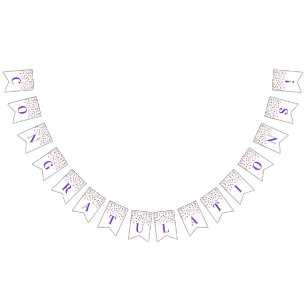 Gefeliciteerd Banner Paarse gouden Confetti