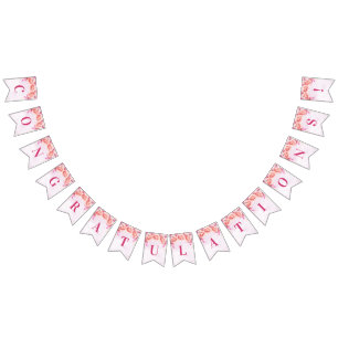 Gefeliciteerd Banner Paarse Waterverf Flowers