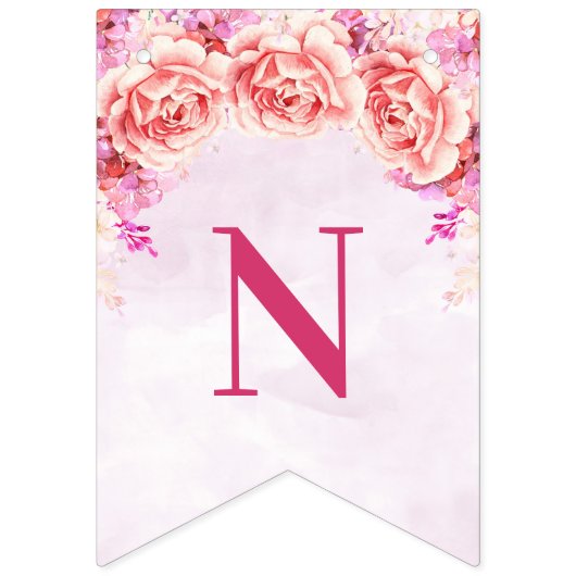 Gefeliciteerd Banner Paarse Waterverf Flowers (Derde vlag)