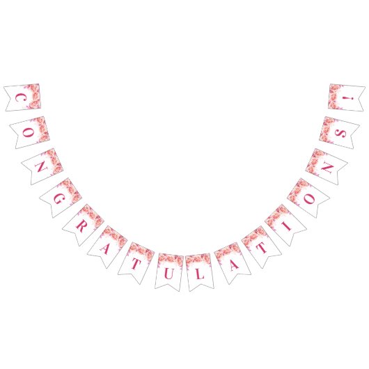 Gefeliciteerd banner roze Waterverf bloemen (Alle)