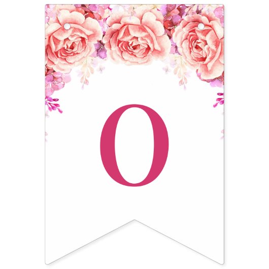 Gefeliciteerd banner roze Waterverf bloemen (Tweede vlag)