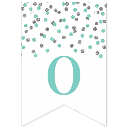 Gefeliciteerd Banner Turquoise Silver Confetti (Tweede vlag)