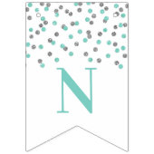 Gefeliciteerd Banner Turquoise Silver Confetti (Derde vlag)