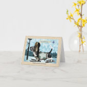 Gefeliciteerd basset hound kaart (Gele Bloem)