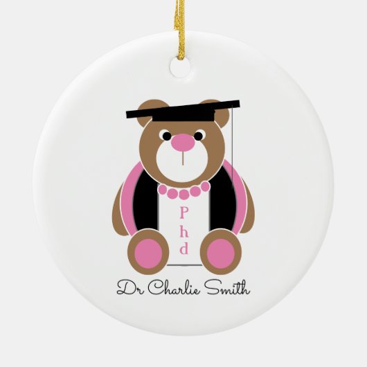 Gefeliciteerd beer Phd Keramisch Ornament (Achterkant)