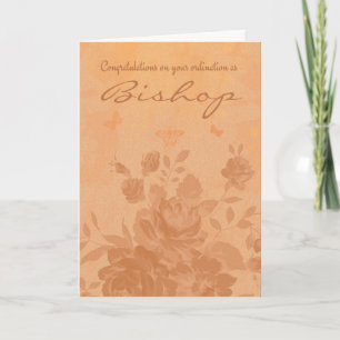 Gefeliciteerd bisschop ordinatie Rozen vlinder Kaart