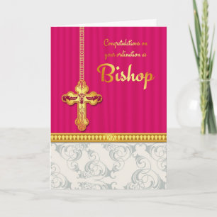 Gefeliciteerd bisschop wijding in gemengde kleur kaart