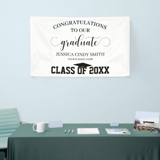Gefeliciteerd, Black Afstuderen Graduation Party Spandoek (Beurs)