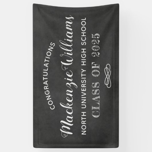 Gefeliciteerd Black Chalkboard Graduation Party Spandoek (Verticaal)