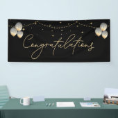 Gefeliciteerd Black Gold Elegant Spandoek (Beurs)