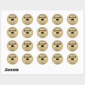 Gefeliciteerd, Black & Gold Faux Folie Afstuderen Ronde Sticker (Vel)