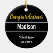 Gefeliciteerd, Black White en Gold voor Afstuderen Keramisch Ornament (Achterkant)