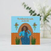 Gefeliciteerd Black Woman Ze geloofde dat ze het k (Staand voorkant)