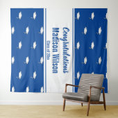 Gefeliciteerd Blauw en Wit Namensdiploma Wandkleed (In Situ (horizontaal))