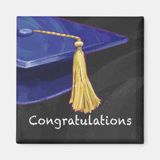 Gefeliciteerd Blauw en Zwart Magneet (Voorkant)