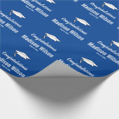 Gefeliciteerd Blauw Wit Afstudeerder Naam Afstuder Cadeaupapier (Hoek)