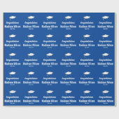 Gefeliciteerd Blauw Wit Afstudeerder Naam Afstuder Cadeaupapier (Vlak)