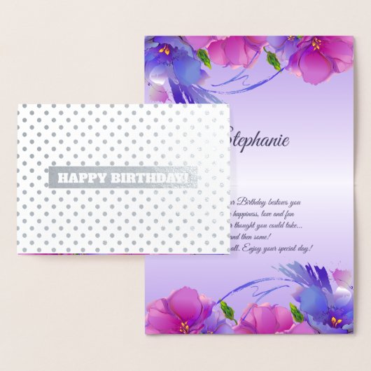 Gefeliciteerd. Bloemenluxe Folie Kaarten (Display)