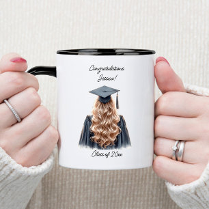 Gefeliciteerd Blonde Vrouw Afstuderen in zwart Mok