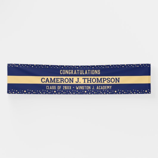 Gefeliciteerd Blue Gold Class van 2024 Afstuderen Spandoek (Horizontaal)